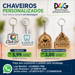 Chaveiro Personalizado em Acrílico ou MDF com Logo