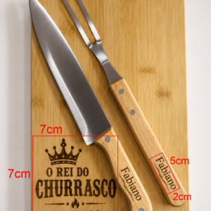 KIT DE CHURRASCO - ( TABUA, FACA E GARFO)